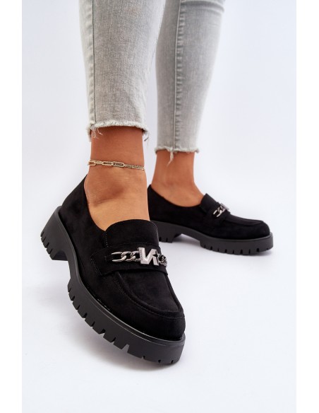 Black Suede Women's Moccasins with Decoration Loraleima