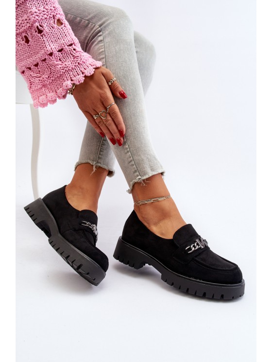 Black Suede Women's Moccasins with Decoration Loraleima 2