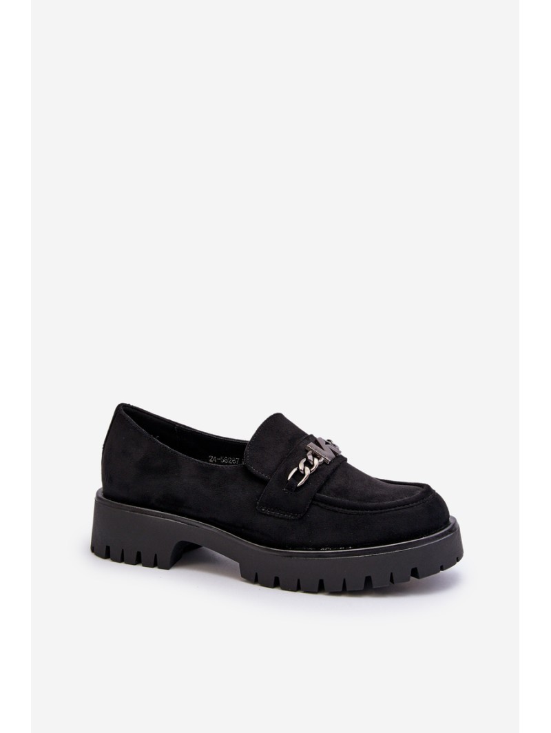 Black Suede Women's Moccasins with Decoration Loraleima