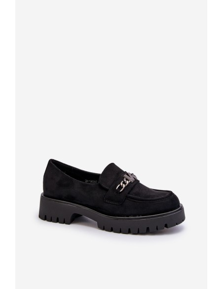 Black Suede Women's Moccasins with Decoration Loraleima