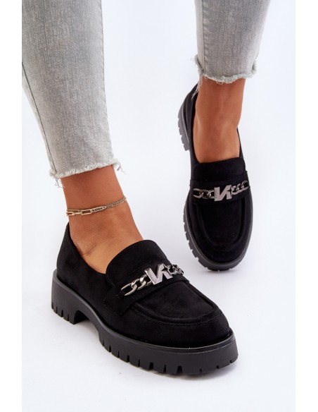 Black Suede Women's Moccasins with Decoration Loraleima