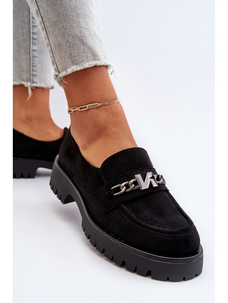 Black Suede Women's Moccasins with Decoration Loraleima