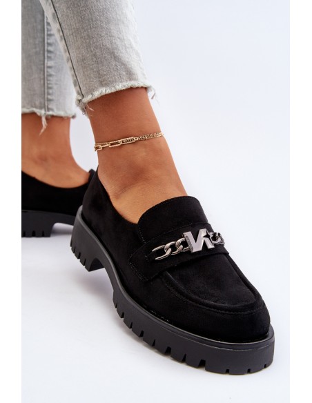 Black Suede Women's Moccasins with Decoration Loraleima