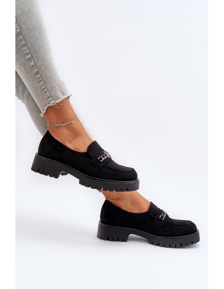 Black Suede Women's Moccasins with Decoration Loraleima