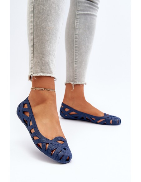 Women's Rubber Ballerina Flats Navy Blue Salam