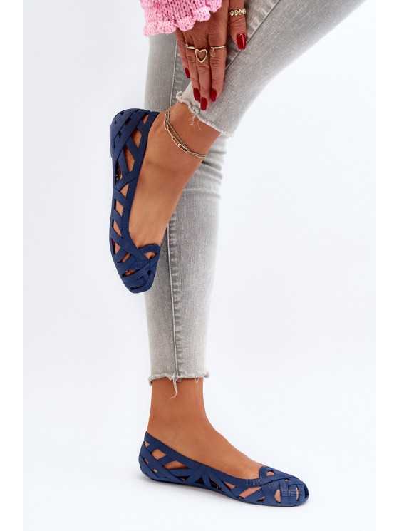 Women's Rubber Ballerina Flats Navy Blue Salam 2