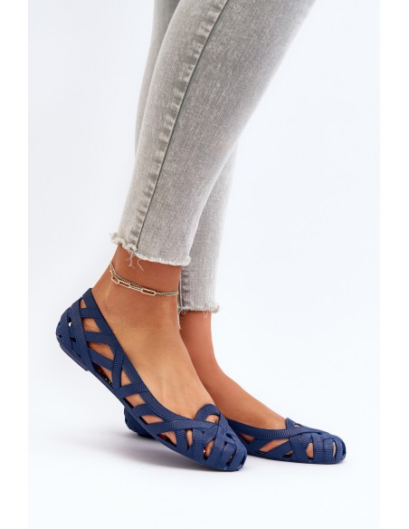 Women's Rubber Ballerina Flats Navy Blue Salam