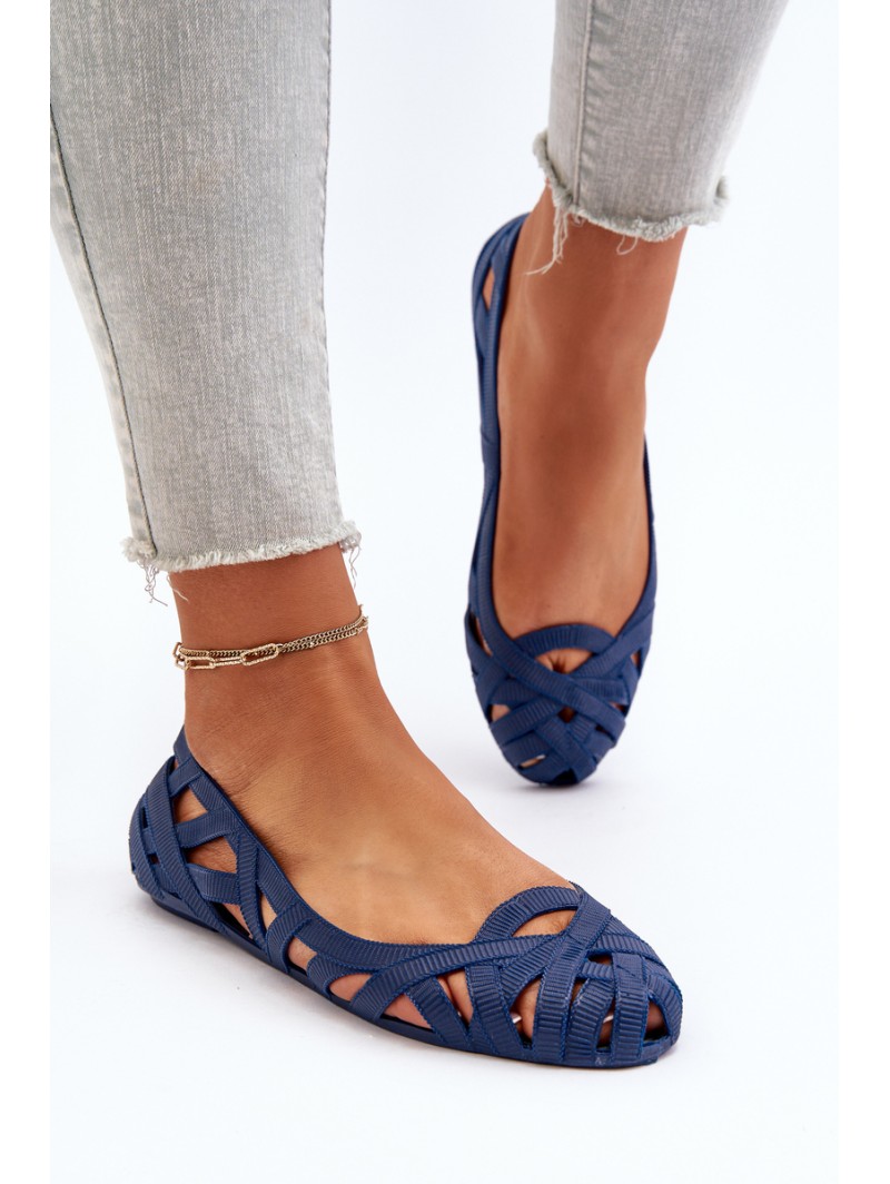 Women's Rubber Ballerina Flats Navy Blue Salam