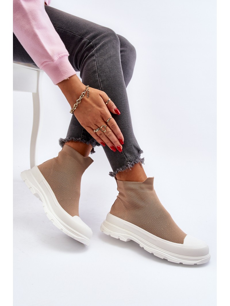 Women's Slip-On Sock Boots Brown Ilanae