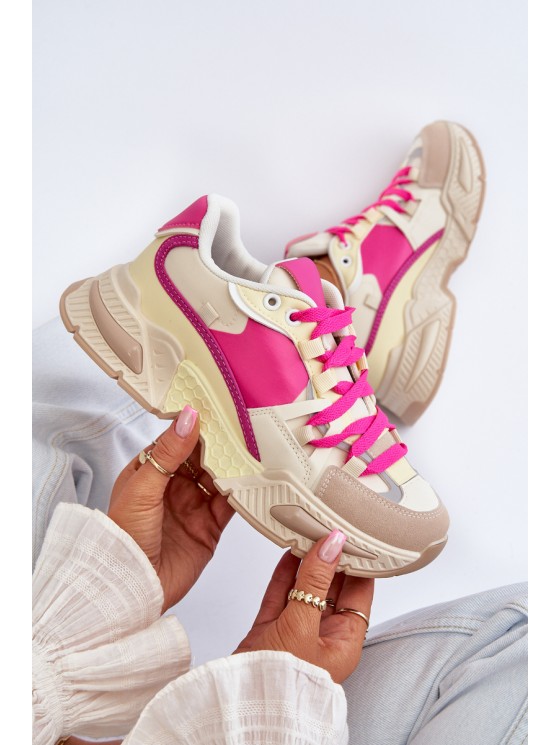 Women's Fashionable Lace-up Sports Shoes Beige-Pink Chillout! 2
