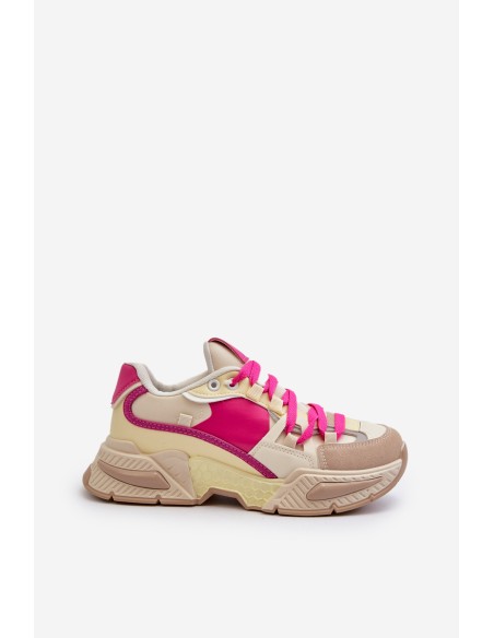 Women's Fashionable Lace-up Sports Shoes Beige-Pink Chillout!