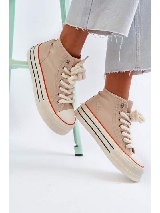 Women's Platform Sneakers Beige Aineri 2