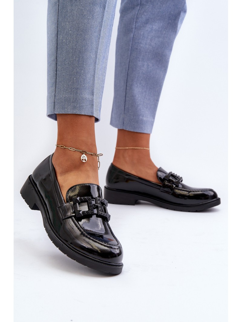 Lacquered Women's Moccasins with Ornament S.Barski HY371A