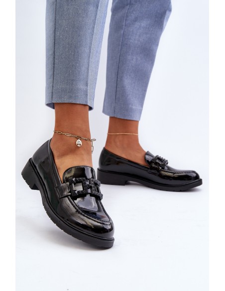 Lacquered Women's Moccasins with Ornament S.Barski HY371A