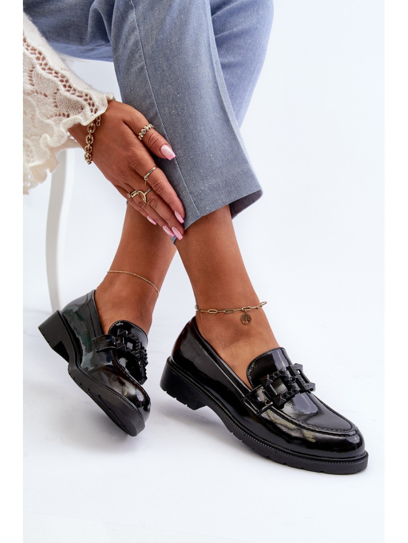 Lacquered Women's Moccasins with Ornament S.Barski HY371A