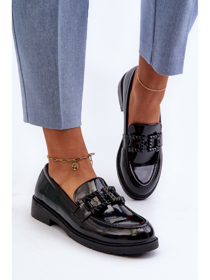 Lacquered Women's Moccasins with Ornament S.Barski HY371A