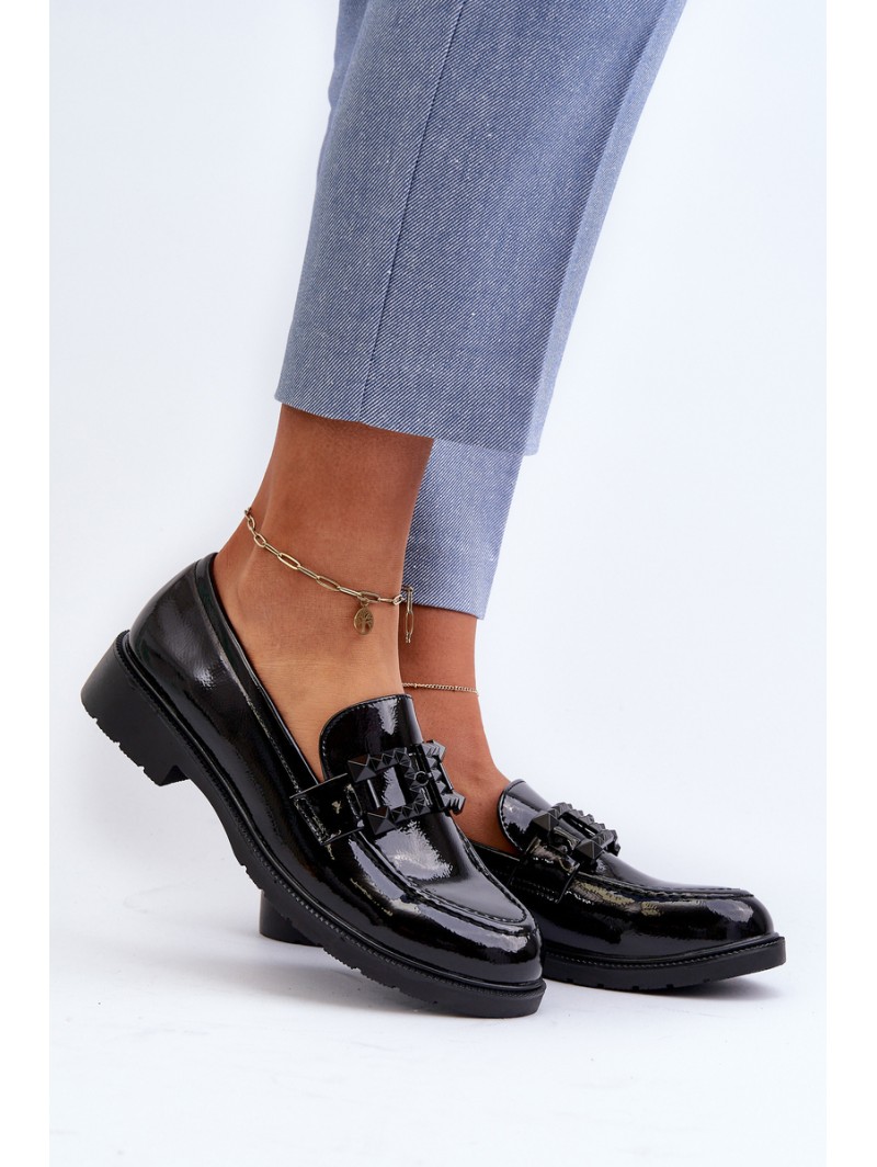 Lacquered Women's Moccasins with Ornament S.Barski HY371A