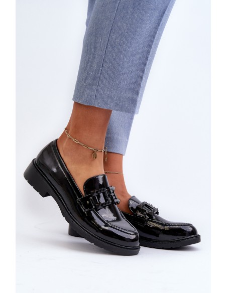 Lacquered Women's Moccasins with Ornament S.Barski HY371A
