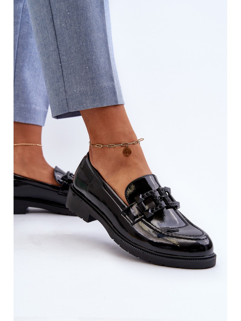 Lacquered Women's Moccasins with Ornament S.Barski HY371A