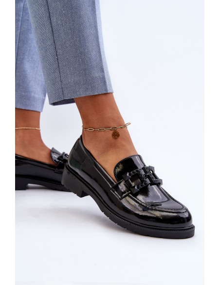 Lacquered Women's Moccasins with Ornament S.Barski HY371A