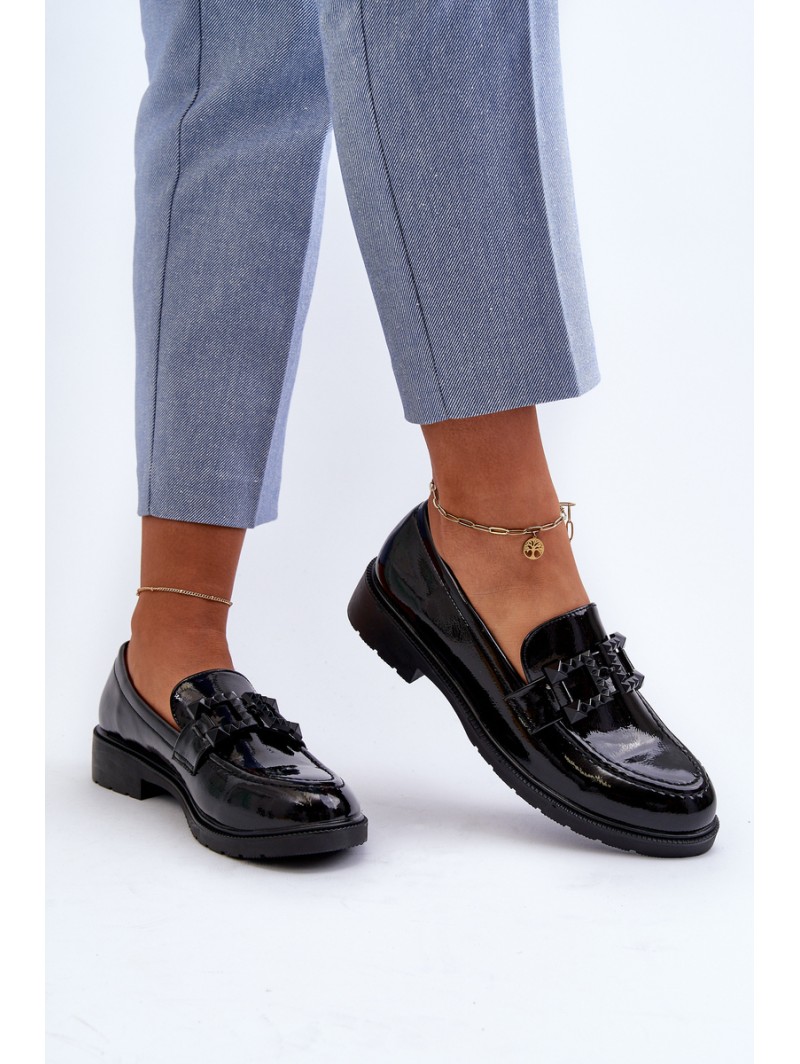 Lacquered Women's Moccasins with Ornament S.Barski HY371A
