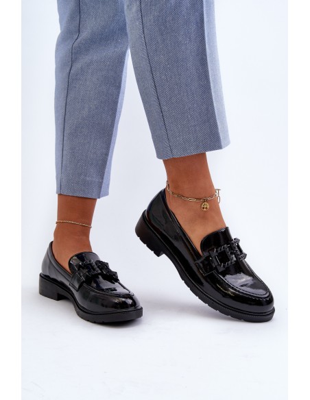 Lacquered Women's Moccasins with Ornament S.Barski HY371A