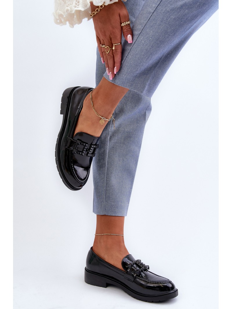 Lacquered Women's Moccasins with Ornament S.Barski HY371A