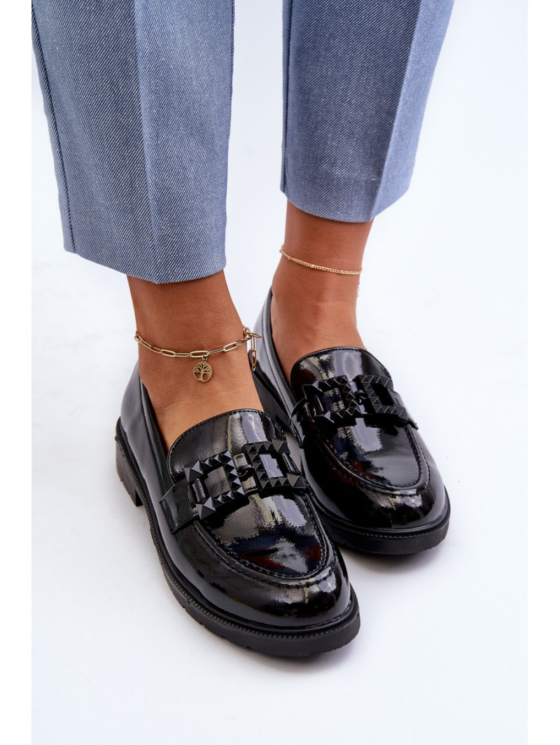 Lacquered Women's Moccasins with Ornament S.Barski HY371A