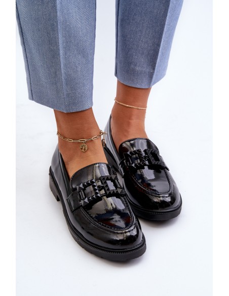 Lacquered Women's Moccasins with Ornament S.Barski HY371A