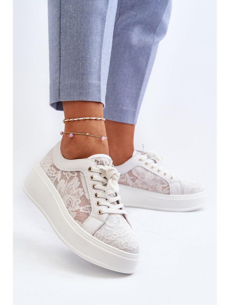 Women's Lace Sneakers on Platform S.Barski HY025 White