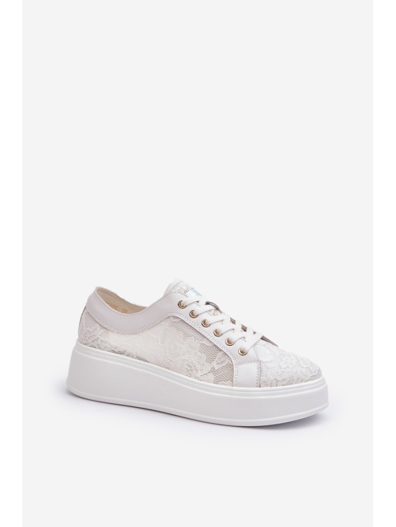 Women's Lace Sneakers on Platform S.Barski HY025 White