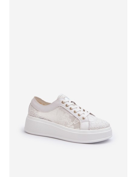 Women's Lace Sneakers on Platform S.Barski HY025 White