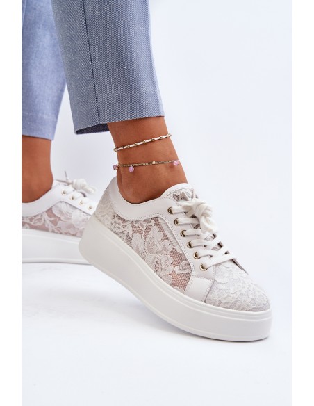 Women's Lace Sneakers on Platform S.Barski HY025 White