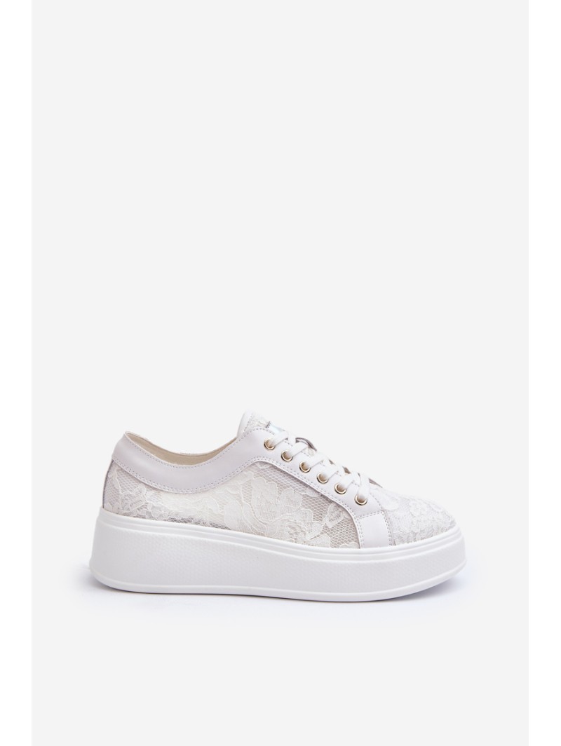 Women's Lace Sneakers on Platform S.Barski HY025 White