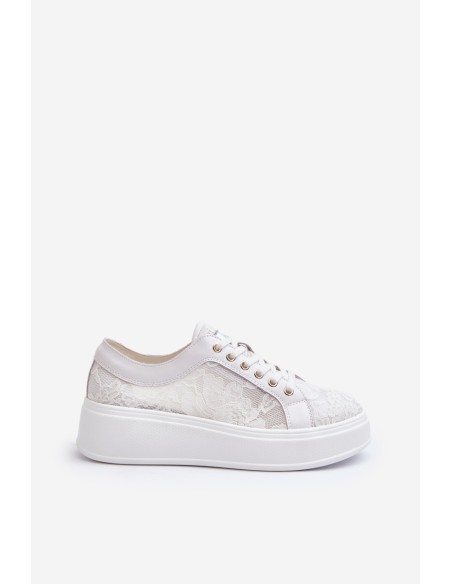 Women's Lace Sneakers on Platform S.Barski HY025 White