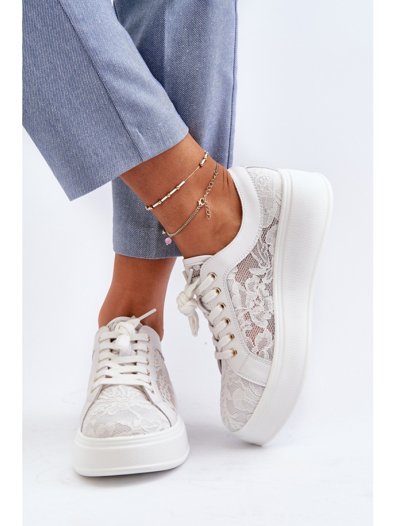 Women's Lace Sneakers on Platform S.Barski HY025 White