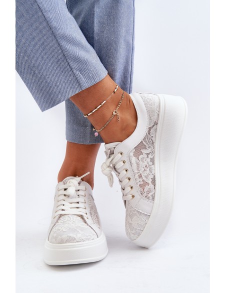 Women's Lace Sneakers on Platform S.Barski HY025 White