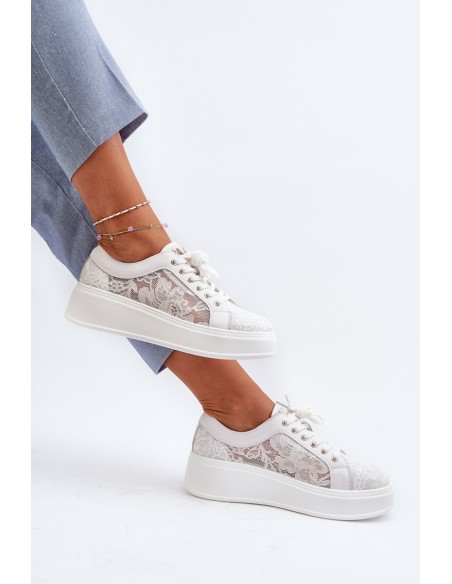 Women's Lace Sneakers on Platform S.Barski HY025 White