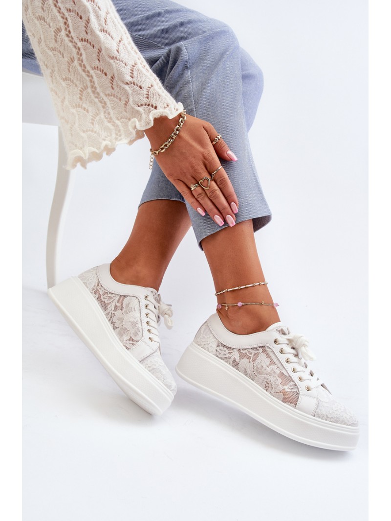 Women's Lace Sneakers on Platform S.Barski HY025 White