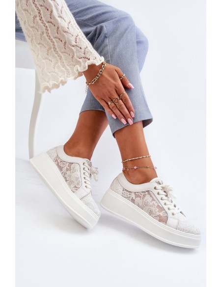 Women's Lace Sneakers on Platform S.Barski HY025 White