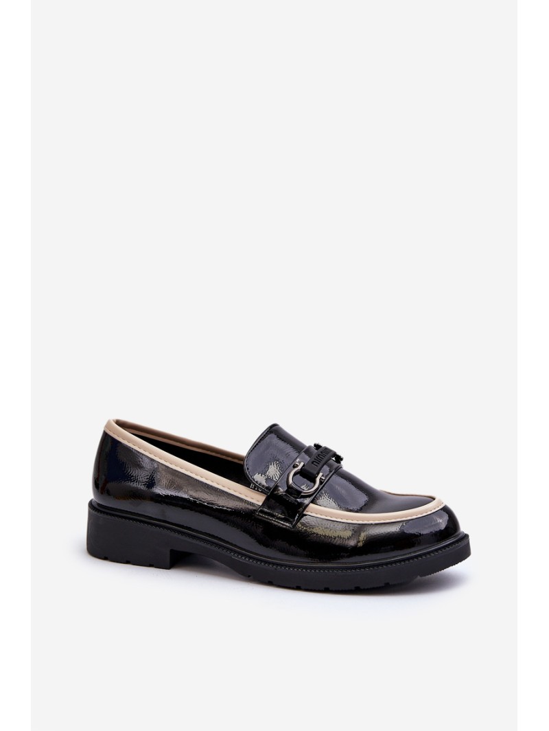 Women's Patent Leather Loafers Moccasins S.Barski HY336A Black