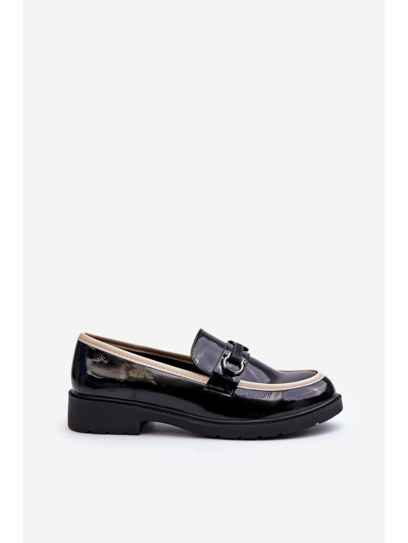 Women's Patent Leather Loafers Moccasins S.Barski HY336A Black