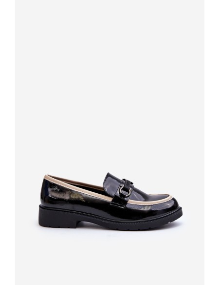 Women's Patent Leather Loafers Moccasins S.Barski HY336A Black