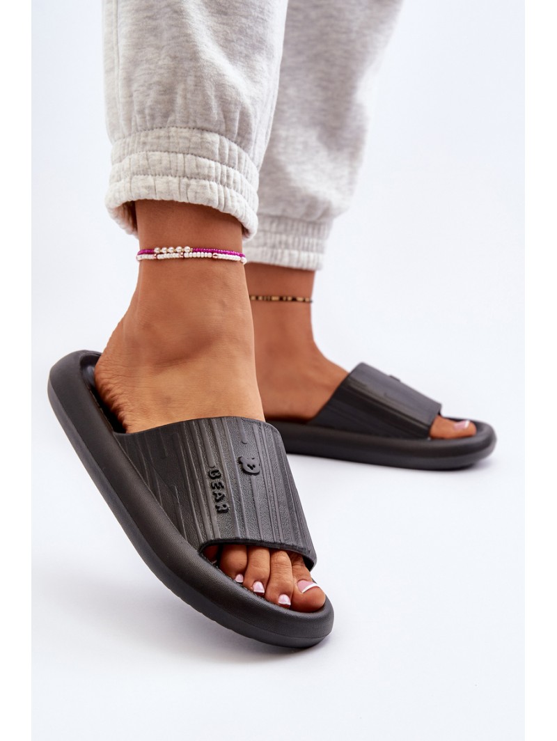 Women's Lightweight Black Foam Slides Fenicva