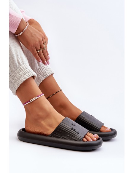 Women's Lightweight Black Foam Slides Fenicva