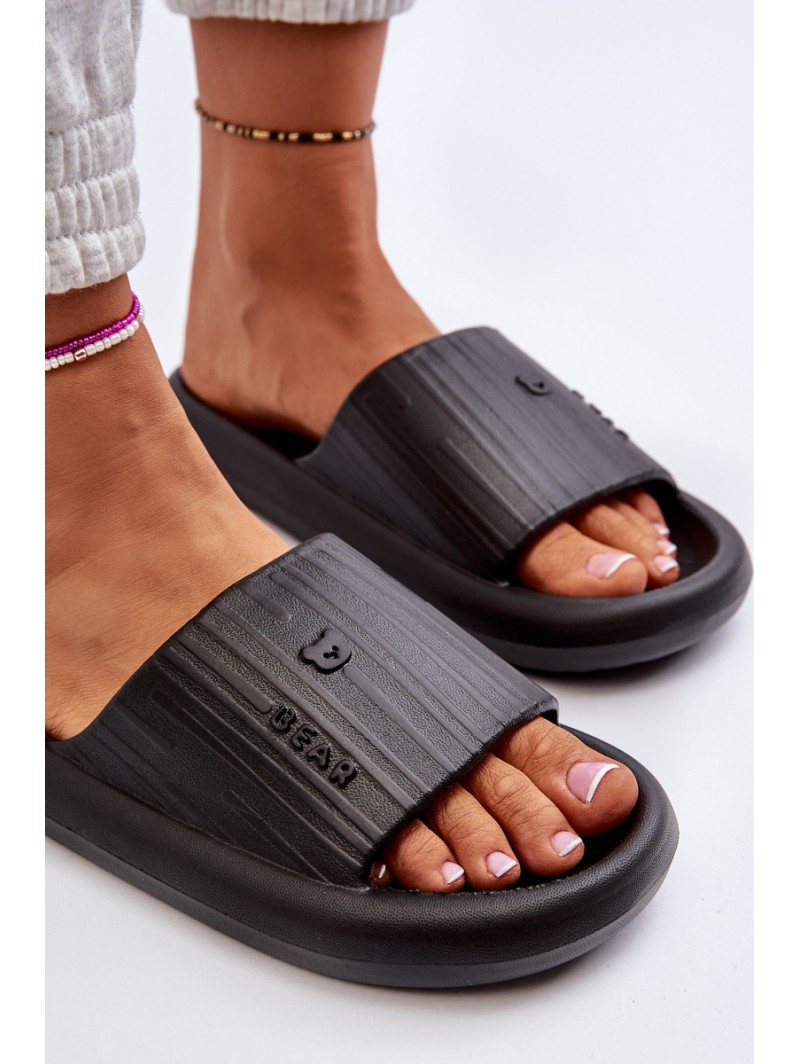 Women's Lightweight Black Foam Slides Fenicva