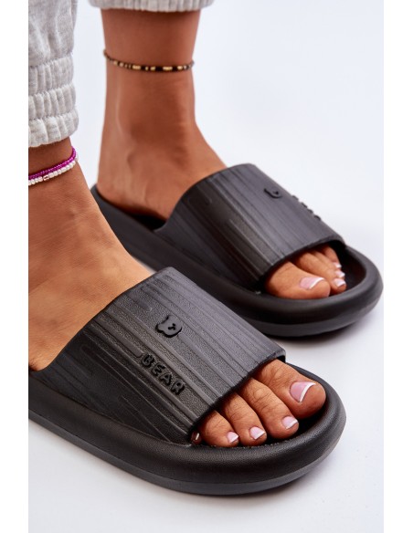 Women's Lightweight Black Foam Slides Fenicva