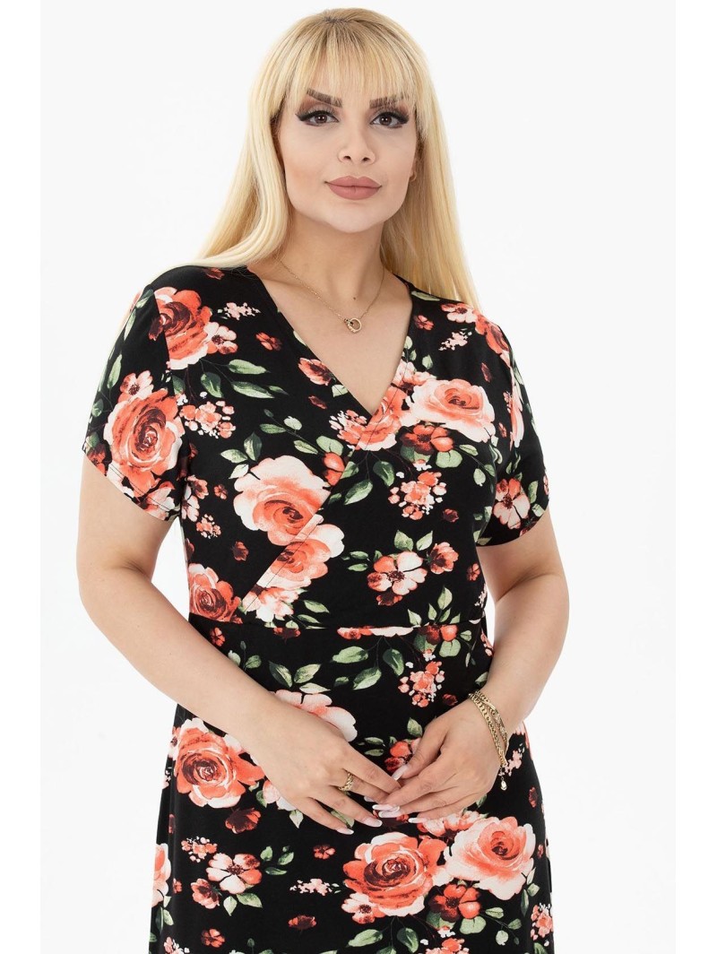 Suknelė trumpomis rankovėmis su iškirpte ❤️ Suknelės apkūnioms