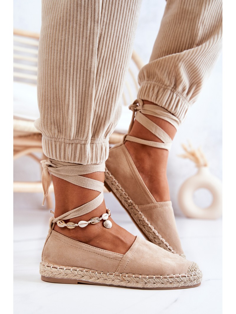 Tied Suede Espadrilles Beige Ismanne