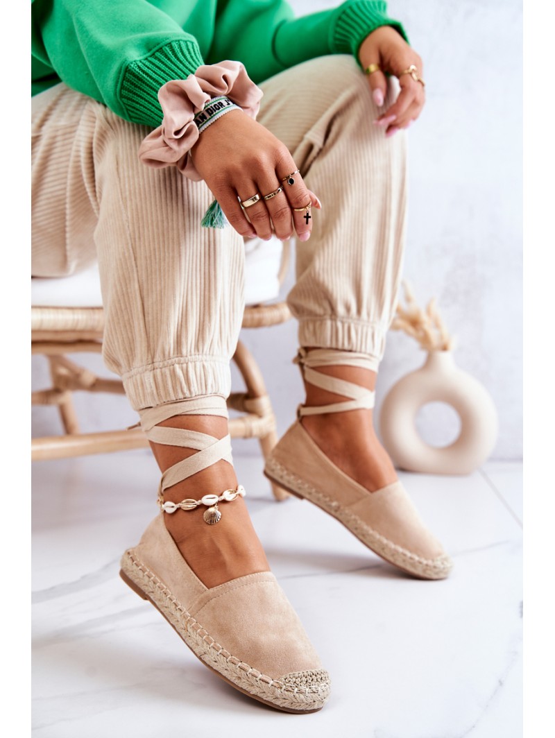 Tied Suede Espadrilles Beige Ismanne